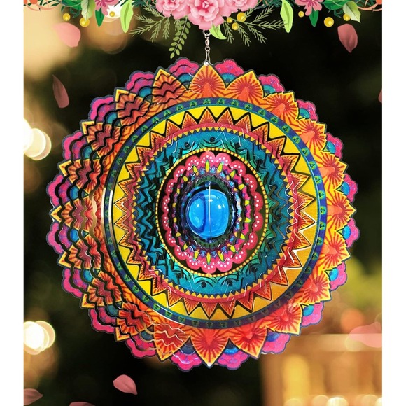 Fonmy Other - Stainless Steel‎  Wind Spinner Multi Red Colorful Mandala Blue New Fonmy